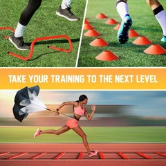 Yes4All Agility Ladder Adjustable Speed & Training B. Set Orange