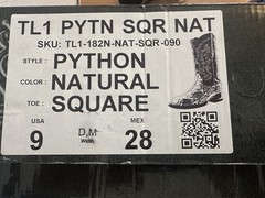 Texas Legacy Boot Co. Python Natural Square Toe Cowboy Boots Men’s 9