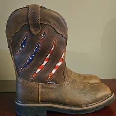 Wolverine Waterproof Western Boots American Flag Design Brown