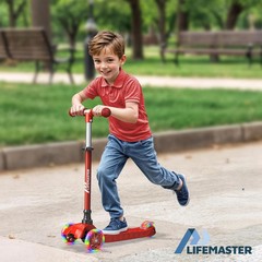 Lifemaster Mini 3-Wheel Kids Scooter with Multi-Color Wheel Lights – 4-Hei