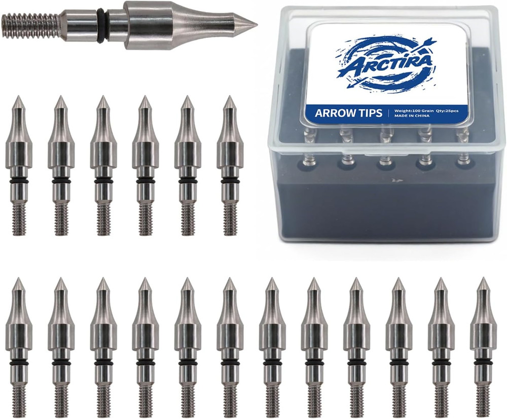 25 PCS Archery Arrow Tips for Archery Target Practice 100/125 Grain Arrowhead