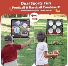 VROGTIK 2-in-1 Football Baseball Toss Game Kids 3-8 Backyard Beach Camping Toy