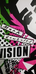 Vision Mark Gonzales Skateboard Vinyl Sticker Black with White Background