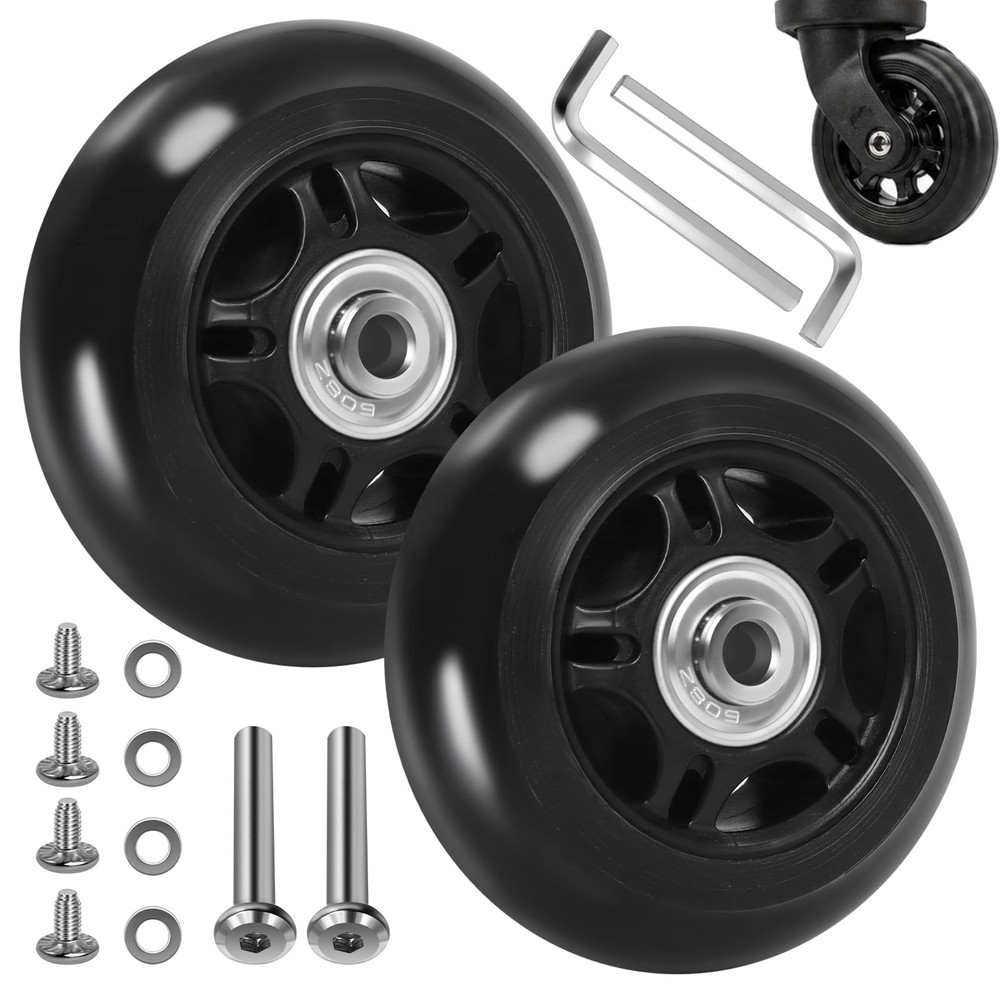 76mm Luggage Wheel Replacement, Suitcase Wheels 76x24mm with 40mm x 24mm