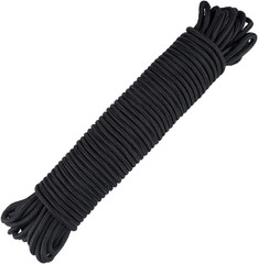 Nylon Rope, 100 Feet Black Nylon Rope, 1/4 Inch Solid Braided Rope Thick Strong