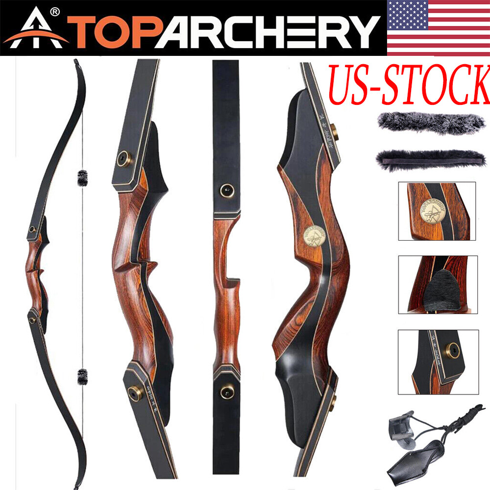 30-50lbs Archery 60″ Wooden Hunting Takedown Recurve Bow RH Adult Longbow Target