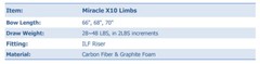 66/68/70″Archery X10 ILF Limbs Carbon Fiber Graphite Recurve Bow Limbs Shooting