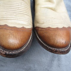 Tony Lama 6214 Western Boots Mens 8 D Cowboy Brown Lizard Snip Toe Vamp USA Made