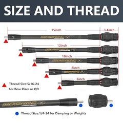 Archery Bow Stabilizer 3K Carbon Fiber 6-15″ Rods, Damping System & Weights Kit