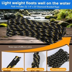 High-Strength 1/4″ x 25 ft Polypropylene Rope – 95 lb Load – Weather Resistant