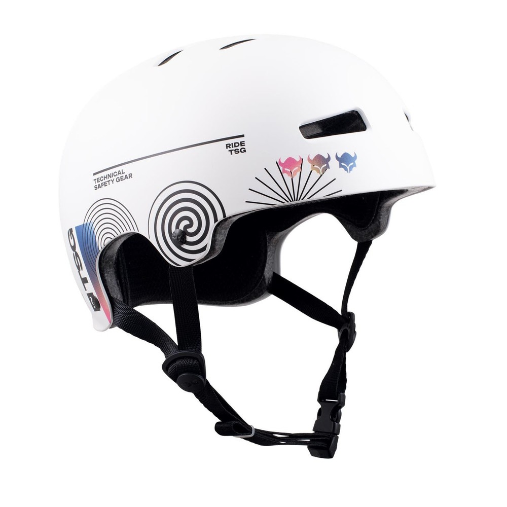 TSG – Evolution Skate Bike Helmet – L/XL, Graphic Design – White Board-Cast