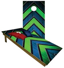 Cornhole Boards BEANBAG TOSS GAME w Bags Blue & Lime Seahawk’s Fans Set
