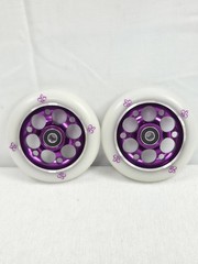YAK Fleur Purple/White 110mm Scooter Wheels Full Metal Core 608RS ABEC 9 Bearing