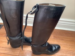 From Spain Equestrian RIDING BOOTS Black Leather Tall Sz Is Estimate 6.5-7