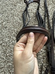 Full Size Silverleaf Brown Leather English Bridle “V” Bling Browband & Reins SHM