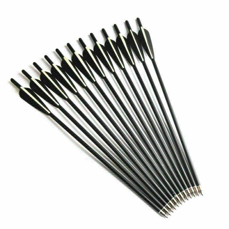 12pcs 20″ Crossbow Bolts Mixed Carbon Crossbow Arrows OD 8.8 Hunting Shooting