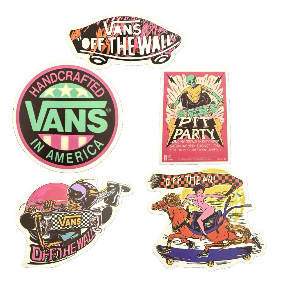 Vans Off The Wall Sticker Lot Skateboarding Promo Decals 5 Piece Set