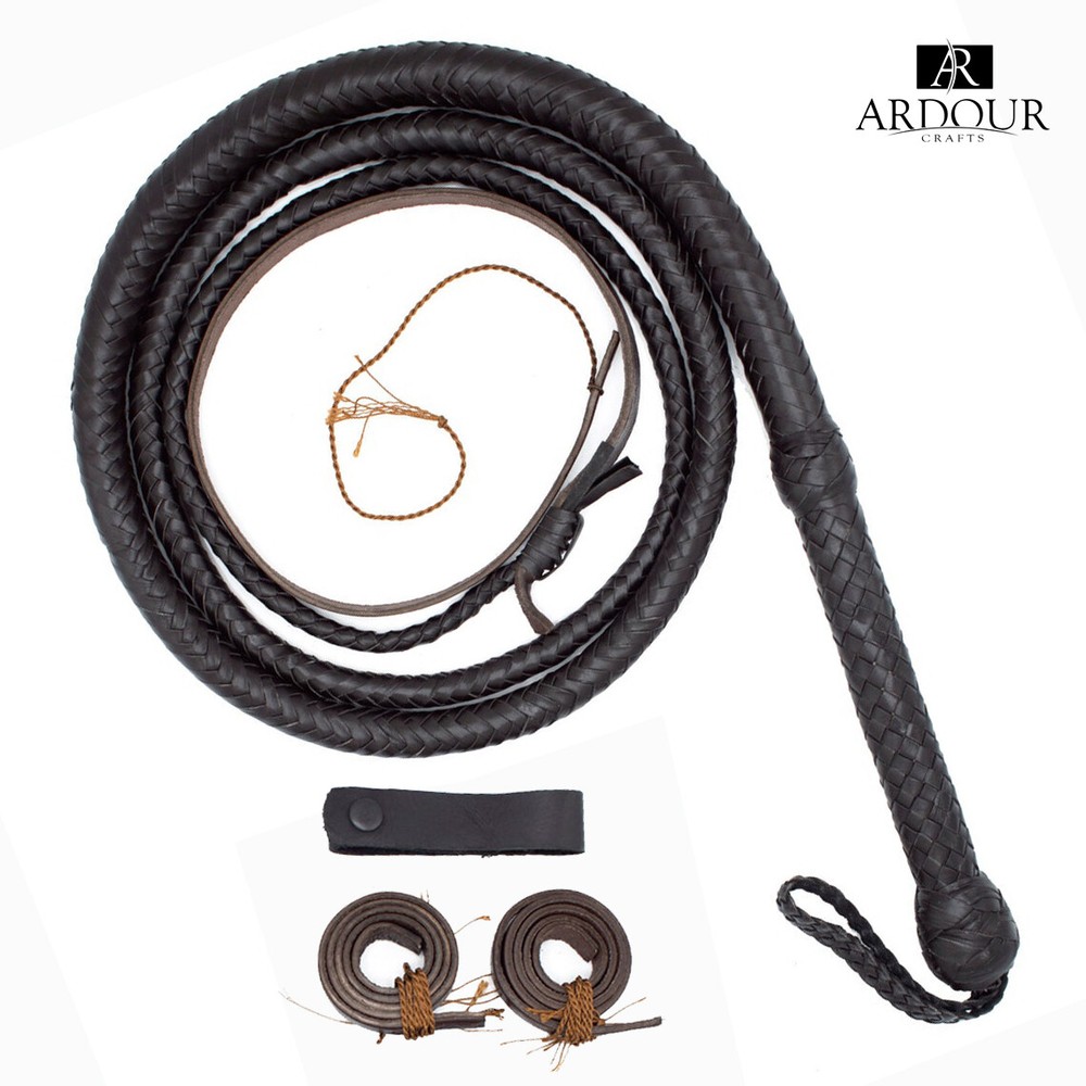 Cow Hide Leather Bull Whip 04 to 16 Feet&16 Plait Custom Bullwhip Indiana Jones