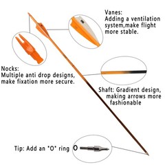 30Inch Carbon Arrows for Hunting Archery Removable Tips Spine 400 with 3“ Van…