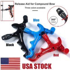 Rotate 360° Compound Bow Release Aids Archery Hunting 4-Finger Thumb Trigger