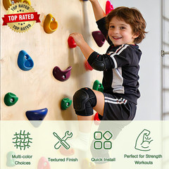 32 Rock Climbing Holds for Kids and Adults, Multi Size Colorful Plastic Wall Gri