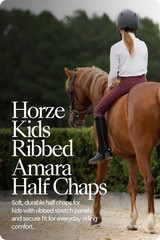 HORZE Amara Equestrian English Riding Unisex Kids Half Chaps – Synthetic Leat…