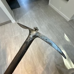 Antique Ice Axe 32.5” Long 9.5” Head Appears unknown wood Shaft, From Japan