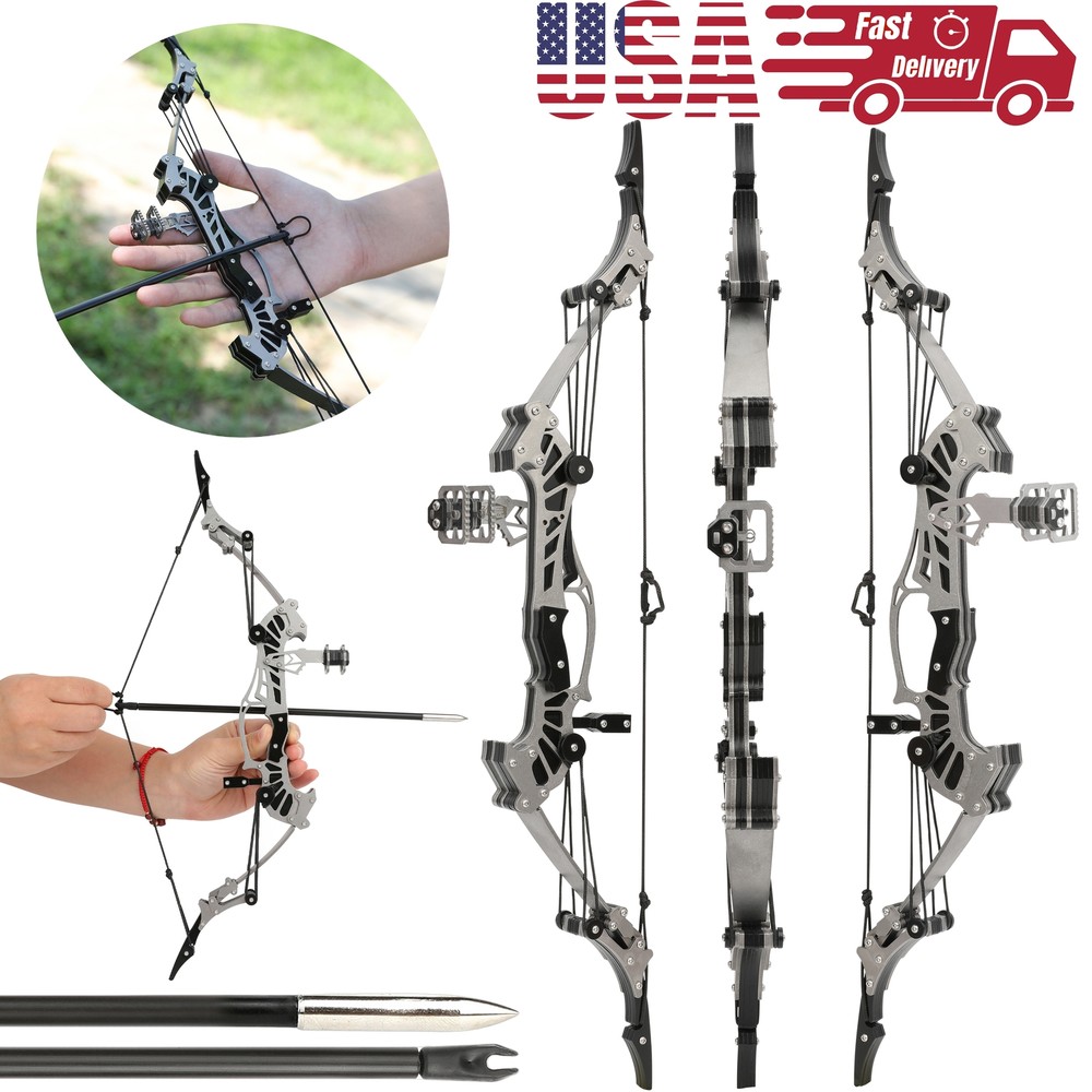 16» Mini Compound Bow Arrows Set Stainless Steel 16lbs RH LH Game Gift Practice