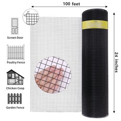 Black Hardware Cloth 1 inch 24 x 100ft,16 Gauge Vinyl PVC Coated Welded Wire …