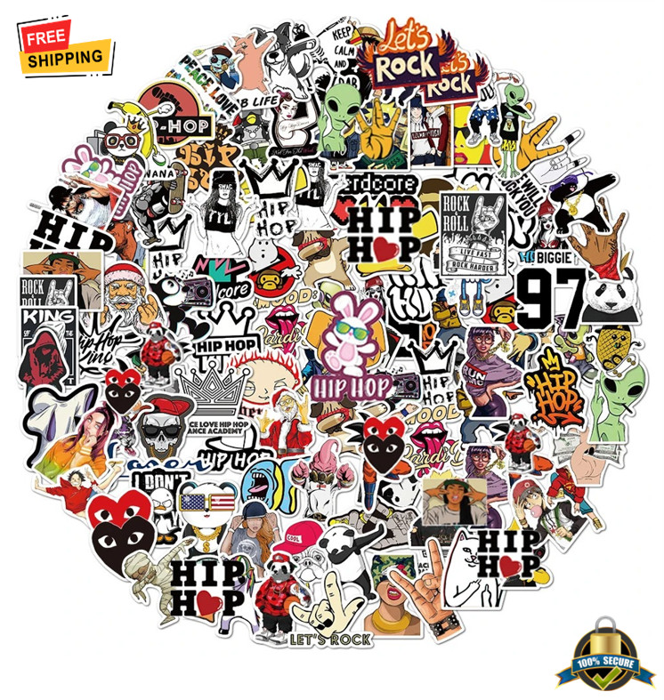 50PCS Rock Hip Hop Graffiti Stickers Waterproof Decals for Laptop Guitar