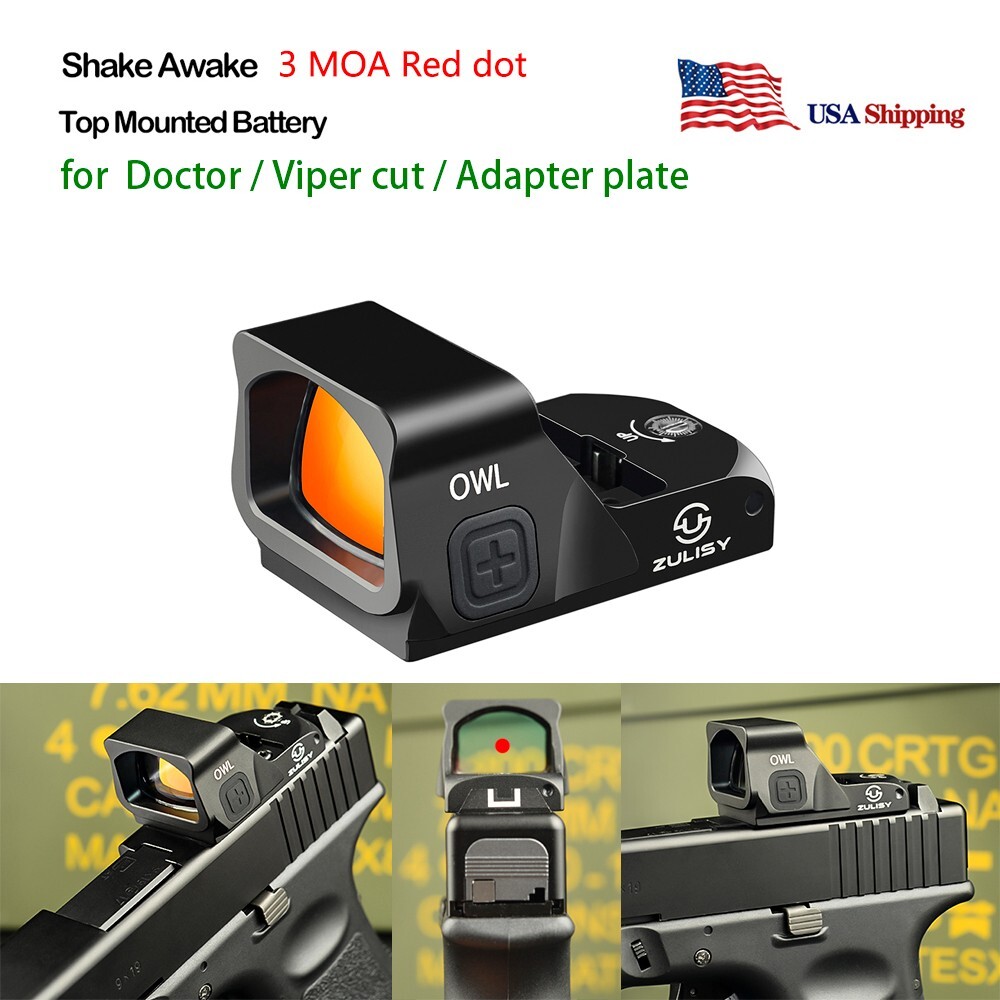 3 MOA Mini Red Dot Reflex Sight OWL fit Doctor Cut PSA Dagger GLOCK MOS Pistol