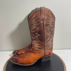 Dan Post Boots Men 9.5 Brown Eel Skin Leather Western Cowboy Snip Toe Exotic