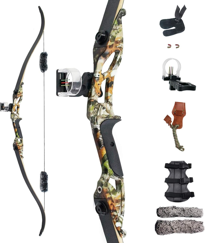 Topbows 56″ Recurve Bow with 30″ Max Draw 30 35 40 45 50lb Draw Weight Right Han