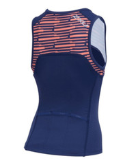 New 2XU Active Youth Tri Singlet Navy Medium Unisex Kids Front Zip 3 Pockets