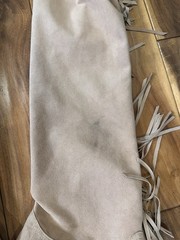 Hobby Horse Ultrasuede Fringed Show chaps- latte /tan/beige women small long