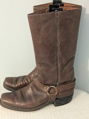 VTG 70S ACME DINGO 13″ HARNESS COWBOY BOOTS SQUARE TOE USA MADE 10.5 D BROWN
