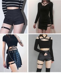 Bsjia Womens Asymmetrical Skirt High Waist Gothic Dance Short Mini Bodycon