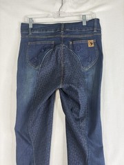 Horze Kaia Womens High Waist Denim Silicone Full Seat Breeches Dark Blue Size 28