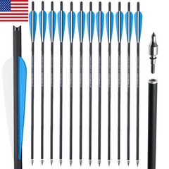 12X Carbon Crossbow Bolts 20in OD8.8MM Half Moon Nock for Archery Hunting Target