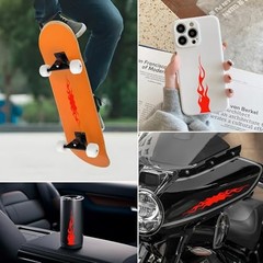 4PCS Car Flame Reflective Sticker, Racing Sports Flame Style Waterproof Red