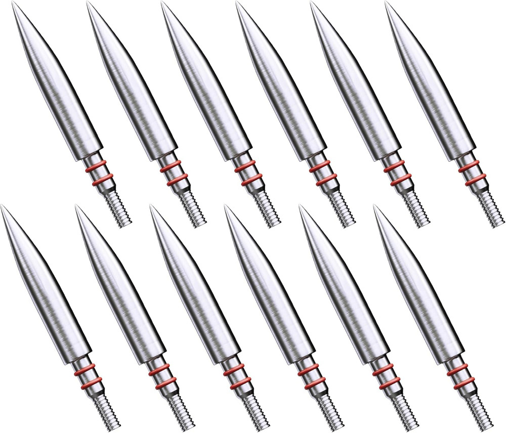 MOLFUZ 12Pcs Archery Field Points /200 Grain, Stainless Steel Screw-In Practice