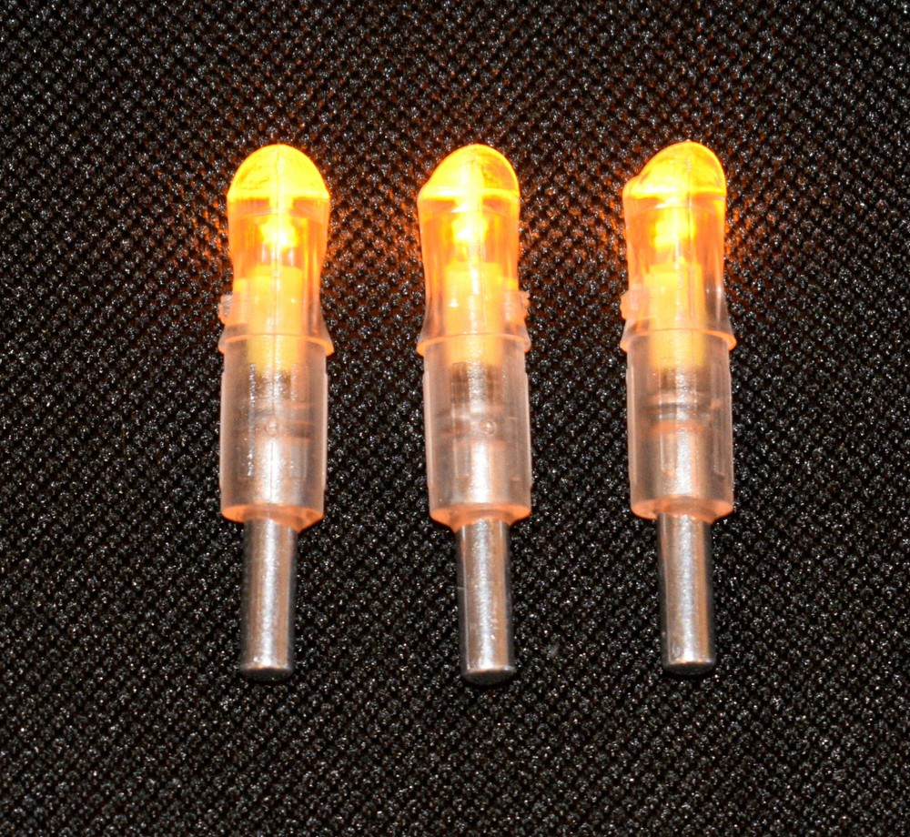 3 Yellow Crossbow Lighted Half Moon Nocks Carbon Arrow .303 Press Fit 7.6mm