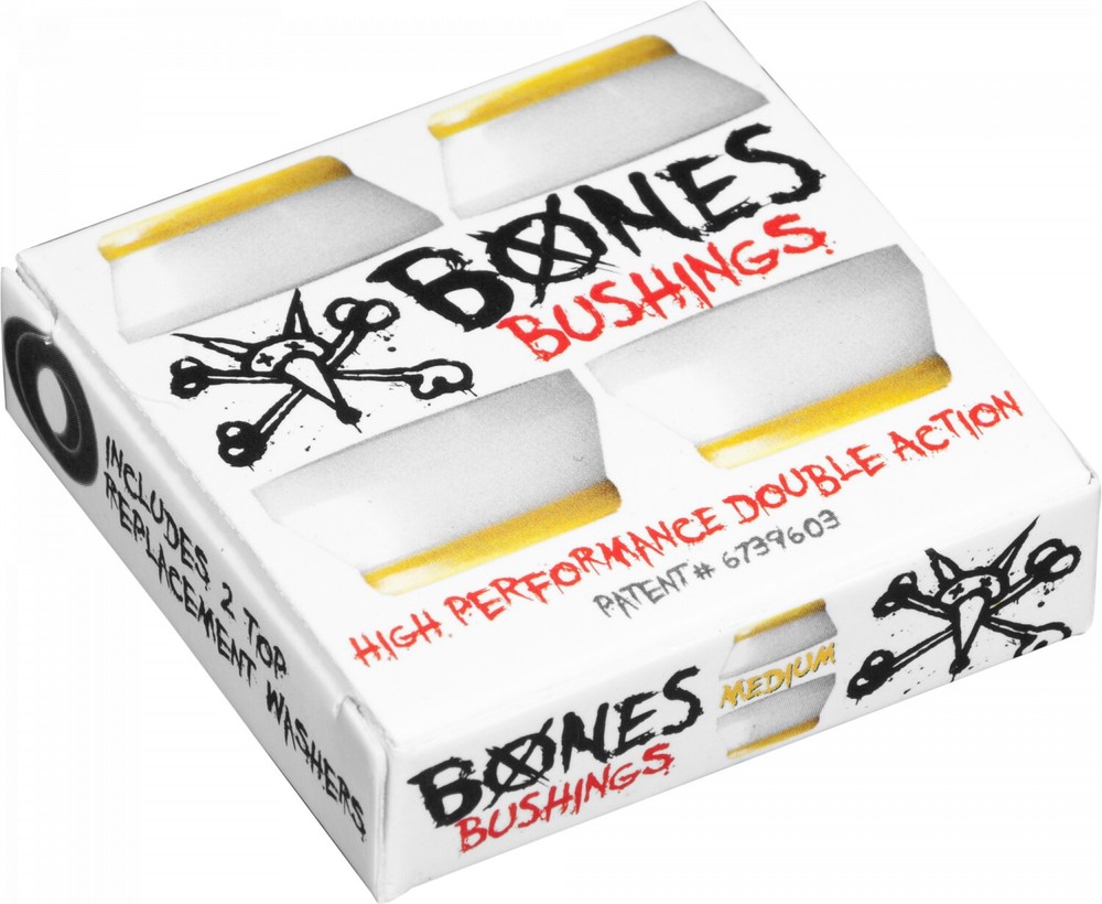 Bones Skateboard Truck Bushings Hardcore Medium 91A White – For 2 Trucks