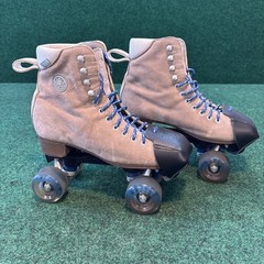 BTFL Tony Pro Suede Roller Skates Ladies Size 10 US Gray Taupe Leather Free Ship