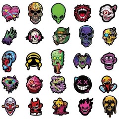 30Pcs Random Gothic Skull Ghostface Horror Ghoul Graffiti Waterproof Stickers
