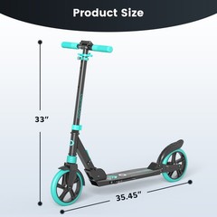 Commugo Adjustable Kick Scooter for Adults Kids Foldable Scooter Lightweight