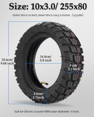 10×3 (80/65-6 255×80) 10″ Off-Road Tubeless Tire See Fitment (No Valve Stem)