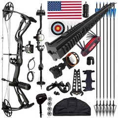 Hunting set 320FPS 0-70lbs Compound Bow Archery Set Sight Carbon Arrows Feathers