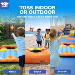 2 Sets Inflatable Pool Games Toys, Pool Cornhole Game Floating Orange&Blue