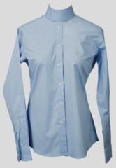 Devon Aire English Horse Blue Long Sleeve Hunter Show Shirt w/ Choker Womens